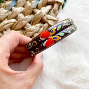 Vintage Handpainted Retro Butterfly wood bracelet